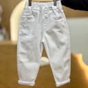 2843-شلوار سفید طرح زاپ ملورین